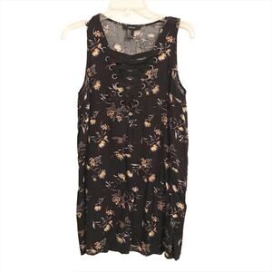 Forever 21 Casual Floral Dress with Lace-up Detail